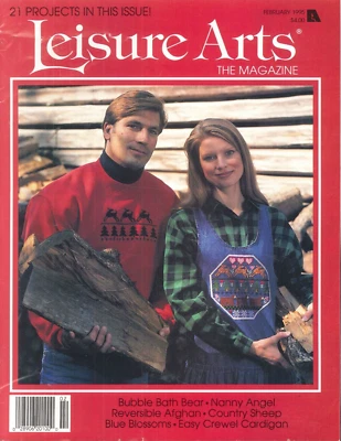 Leisure Arts Magazine Feb 1995 Woodland Wearables Reversible Afghan Nanny Angel - Image 1 of 4