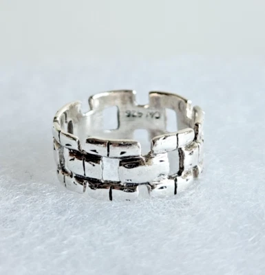 Anillo de plata de ley con banda calada ancha | Diseño triple por encima y por debajo | Talla 7,5 Foto 1 de 4