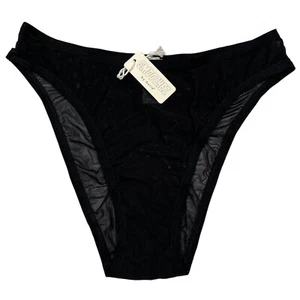 NWT AERIE Smoothez High Cut Bikini Pantie Underwear Sz XS-S-M-L Black Mesh - Picture 1 of 5