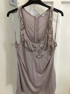New Look ladies vest/ camisole sleeveless beaded embroidered grey Size 14-16 - Picture 1 of 8