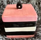 BASSETTS liquorice allsorts PINK square sweet jar / trinket box RARE ceramic