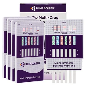 Prime Screen 5 x Urine Drug Test Kits - 6 in 1 - AMP, BZO, COC, mAMP, OPI, THC - Picture 1 of 5