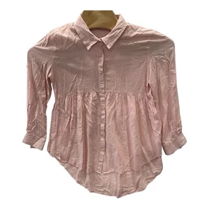 UMGEE V-Neck Boho Baby Doll Tunic Womens S Ruffle Belle Sleeves Pink - Picture 1 of 7