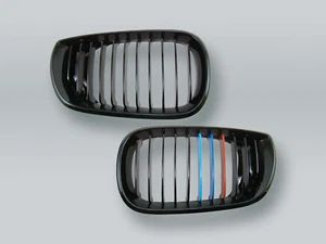 Black M-Color Front Hood Grille PAIR fits 2002-2005 BMW 3-Series E46 4-DOOR - Picture 1 of 2