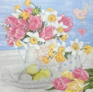Decoupage Paper Luncheon Napkin Spring Easter Eggs Flower Floral Art Pack of 20 - Picture 1 of 5