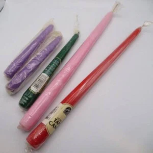 NUEVO Lote Mixto VELAS CÓNICAS Envueltas De Colección Púrpura Rosa Verde Rojo Elegante Elegante - Imagen 1 de 2