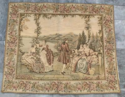Vintage Tapestry, French Tapestry Stunning Amazing Tapestry Home Decor 3x3 ft - Image 1 of 4