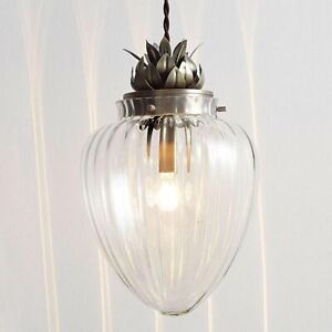 Modern Glass & Antique Brass Pineapple Ceiling Pendant Light Fitting BHS Janna