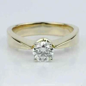 2CT Forever One Moissanite Classic Solitaire Yellow Engagement Ring 925 Silver - Picture 1 of 4