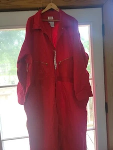 100% Cotton Long Red Zip Jumpsuit Coveralls Mens Sz 64 RG Walls Master Made NWT - Picture 1 of 8