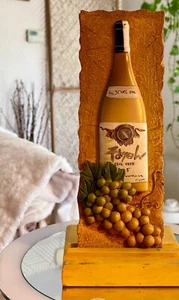 2 pc C Winterle Olson 3D Wine Wall Art Plaque & Stand Hand Painted Resin Tiles - Picture 1 of 4