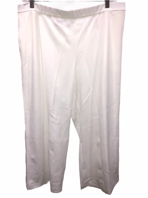 Dennis Basso Women's Petite Luxe Crepe Wide-Leg Pull-On Pants Ivory PXL Size  - Image 1 of 2
