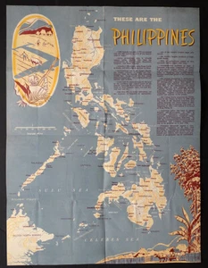 1944 Vintage WW2 US ARMY NEWSMAP News Map Poster PHILIPPINE ISLANDS Philippines - Picture 1 of 2