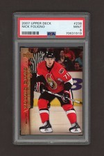 2007-08 UPPER DECK YOUNG GUNS  # 238  NICK FOLIGNO  PSA 9