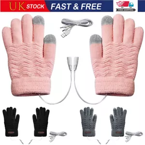 USB Electric Heated Gloves Winter Warm Non-Slip Touch Screen Cycling Bike Gloves - Picture 1 of 13