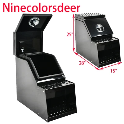 25''×28''×15'' Aluminum Side Mount Semi Truck Storage Tool Box w/Saddle Step BK - Image 1 of 4