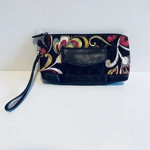 Vera Bradley braun rot gelb gesteppt Reißverschluss Tasche Handgelenktasche gebraucht, in einwandfreiem Zustand - Bild 1 von 5
