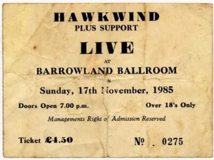 Hawkwind Barrowland Ballroom 17/11/85 Ticket - Picture 1 of 1