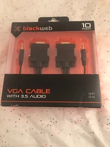 Blackweb VGA Cable With 3.5 Audio 10 FT Connect PC to VGA Compatible Device. A - Picture 1 of 4