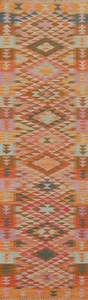Flat weave South-western Reversible Kilim Narrow Runner Wool Rug 2' 10" x 11' 6" - Picture 1 of 10