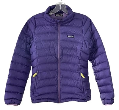 Abrigo Chaqueta Patagonia Puffer Down Niñas Talla XL (14) Púrpura Invierno Nieve Cálido Foto 1 de 4