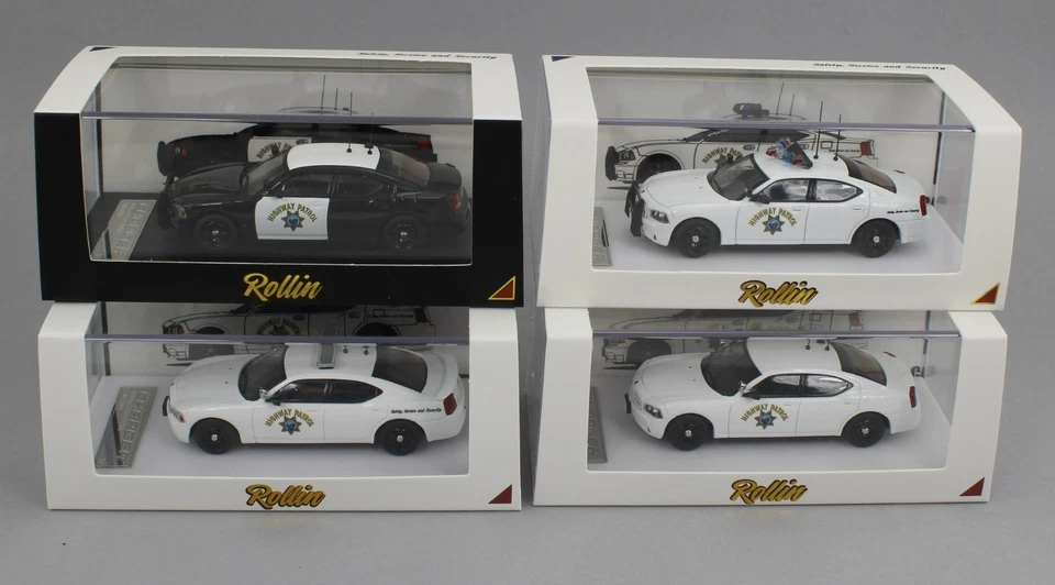 1:64 *ROLLIN DIECAST* CALIFORNIA HIGHWAY PATROL Dodge Charger (4) CAR SET - Image 1 of 4