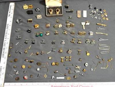 Lote de gemelos de joyería VALET para hombre PIN DE SOLAPA barra de tachuelas BOTÓN AGUJERO TACHUELA Swank Foto 1 de 4