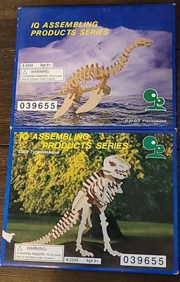 Set of 2 - Wooden Dinosaur Kits of Dinosaur Skeleton - Plesiosaurus & T-Rex - Image 1 of 4