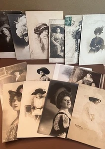 Postcards Mixed Lot (14) Vintage/Antique Women In Hats - Picture 1 of 10