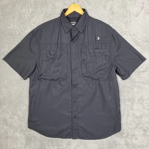 Reel Legends Mens L Short Sleeve Fishing Shirt Black Performance Vented Pockets - Picture 1 of 8