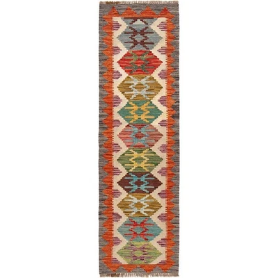 Handmade Afghan Kilim Runner, 2'1"x6'5"ft Wool Hallway Runner Rug On Sale B30547 - Image 1 of 4