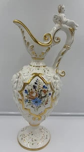Capodimonte Italia Ángel Ewer Pintado a Mano Oro 22k Floral Grande - Imagen 1 de 19