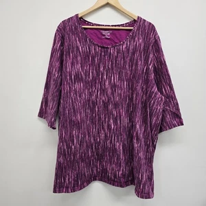 Catherines Easy Fit Tee Elbow Sleeve Casual Shirt Top 3X 26/28W Stretch Comfort - Picture 1 of 8