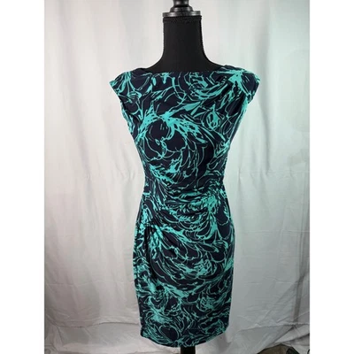 American Living Women's Navy Blue Turquoise Abstract Print Sheath Dress 4 - Image 1 of 4