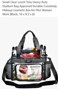 Smorty Small Clear Lunch Tote Heavy Duty Stadium Bag Approved Makeup Men Women - Picture 1 of 7