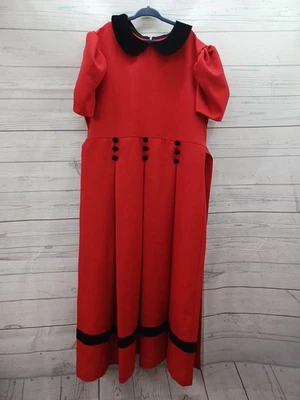 Vestido Bonnie Jean de Colección Años 80 Niñas Rojo Negro Peter Cuello Terciopelo Navidad Talla 16 Foto 1 de 4