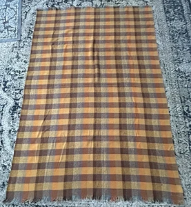 Vintage Carntual Kerry lana mulini coperta a quadri frange arancione ruggine - Foto 1 di 6