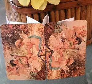 Vintage klappbares Adress-Telefonbuch Verzeichnis 3 Engel Kunstwerk beidseitig - Bild 1 von 6