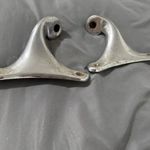 ANTIQUE 1920s ORIGINAL THEO A KOCHS BARBER CHAIR BACK REST MOUNT BRACKETS CHROME - Picture 1 of 5