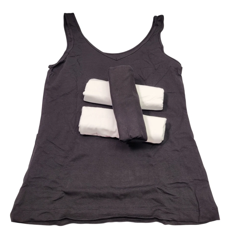 Felina Women's Cotton Modal Reversible Tank Top 4 Pack White & Black Large