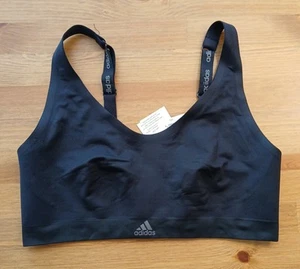 Sujetador deportivo Adidas mediano negro desnudo sin costuras logotipo 2 capas micro elástico inalámbrico - Imagen 1 de 17