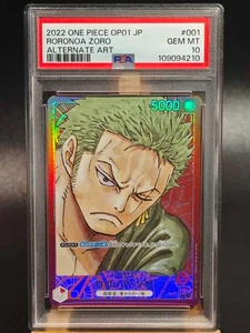 2022 One Piece Japanese Romance Dawn Alt Art Roronoa Zoro L #OP01-001 PSA 10 GEM - Picture 1 of 2