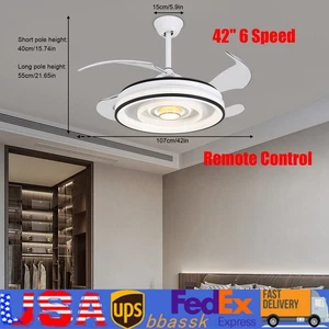 42" Ceiling Fan Dimmable LED Light, Flush Mount Ceiling Fan Light+Remote Control - Picture 1 of 21