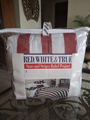 Vintage 2001 Springs American Flag Comforter Set Twin Size 4th Of July USA NEW - Image 1 of 4