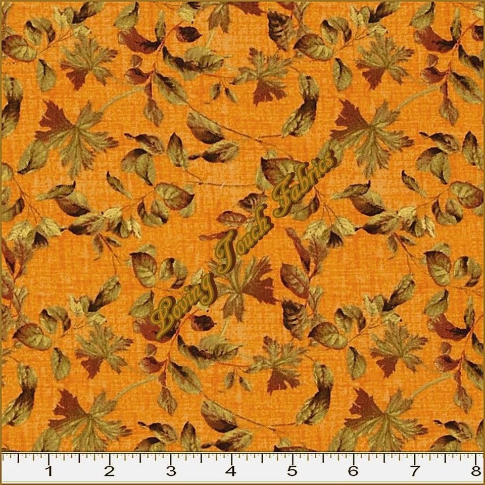WILMINGTON "FIM DE VERÃO" #86317 FOLHAGEM LARANJA TECIDO DE ALGODÃO PREÇO POR 1/2 JARDA - Imagem 1 de 1