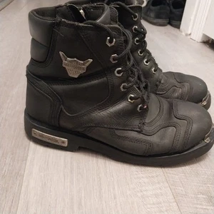 Harley Davidson® Men's Stealth Patch Lace Motorcycle Boots Black – Sz 10.5 - Picture 1 of 7