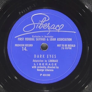 LIBERACE Dark Eyes / Lullaby LIBERACE 37 VG+ 78 RPM Easy Listening 10" Pop - Picture 1 of 4