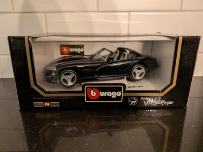 Dodge Viper RT/10 1993 Bburago negro escala 1:18 metal fundido a presión Foto 1 de 4