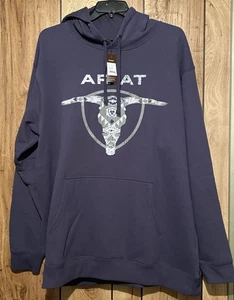 NWT Ariat XXL Tall 2XLT Men's Gray Southwestern Longhorn Hoodie - Picture 1 of 4