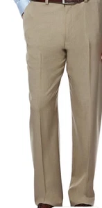 Haggar Mens Pants Flat Front Straight Fit Tan 34X29 Office  Preppy Career Church - Picture 1 of 17